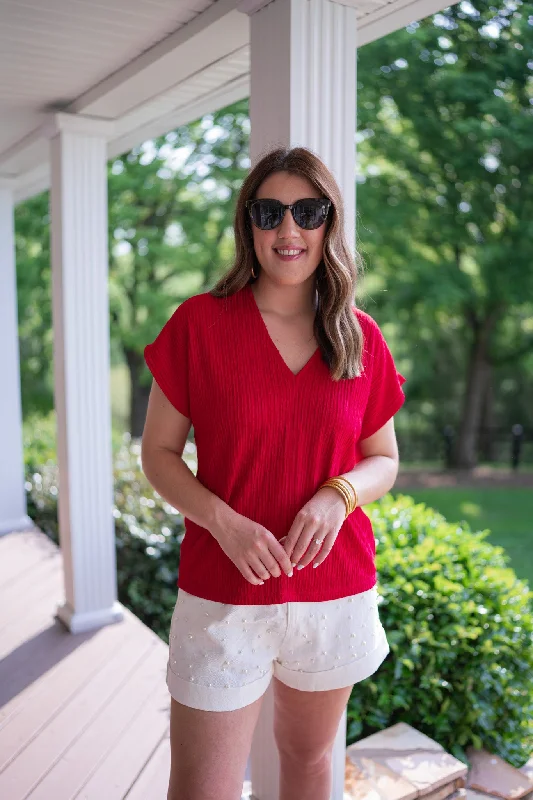 Summer Expectations Red Textured Top