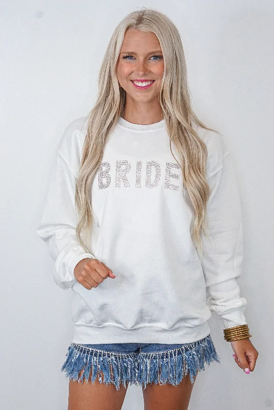 Blingy Bride Crew White Sweatshirt