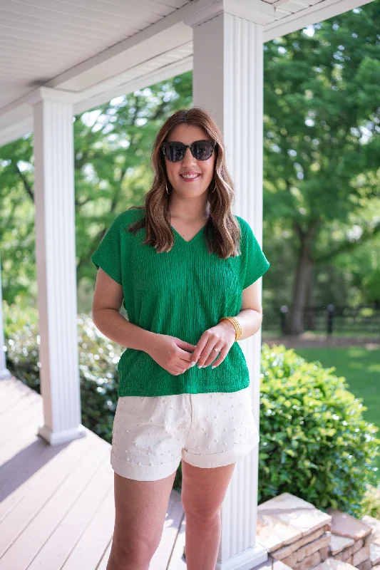 Summer Expectations Green Textured Top