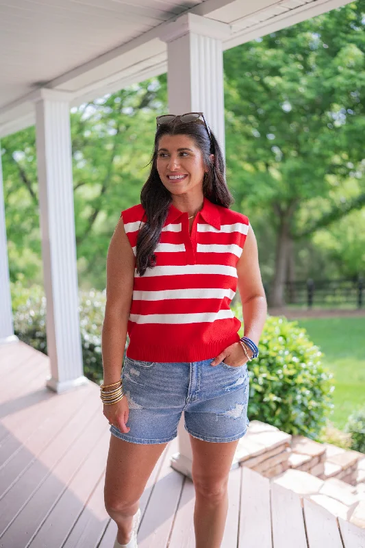 Nautical Inspiration Red Striped Top