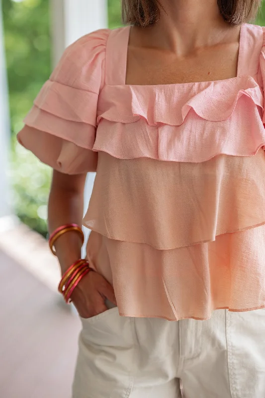 Ruffled Sass Mauve Colorblock Top