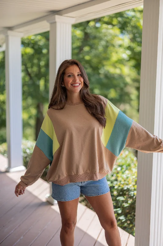 Snuggle Up Mocha Colorblock Sweatshirt