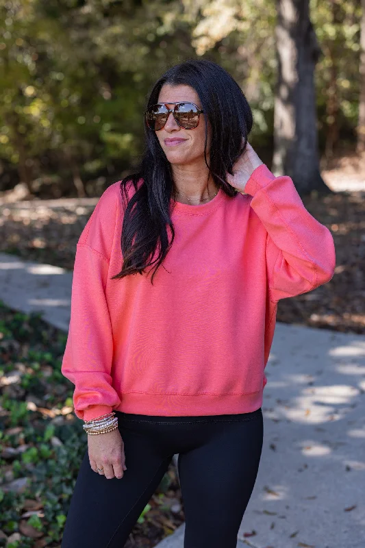 Vibrant Scuba Knit Coral Sweatshirt