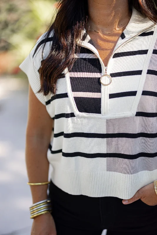 The Colorblock Stripe Cream Top