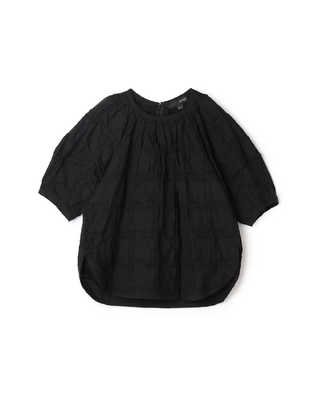 Texture Square Bubble Sleeve Blouse