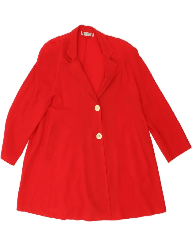 ALBA FORNARI Womens Overcoat UK 16 Large Red Polyester