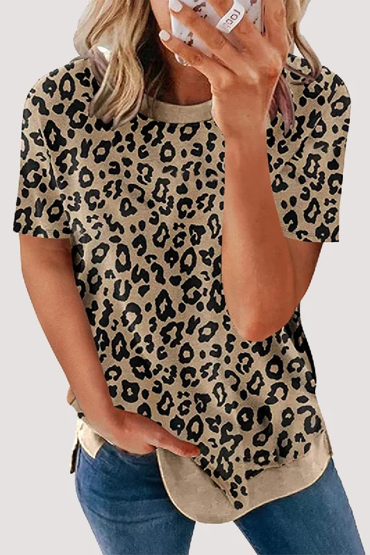 Casual Leopard Basic O Neck T-Shirts