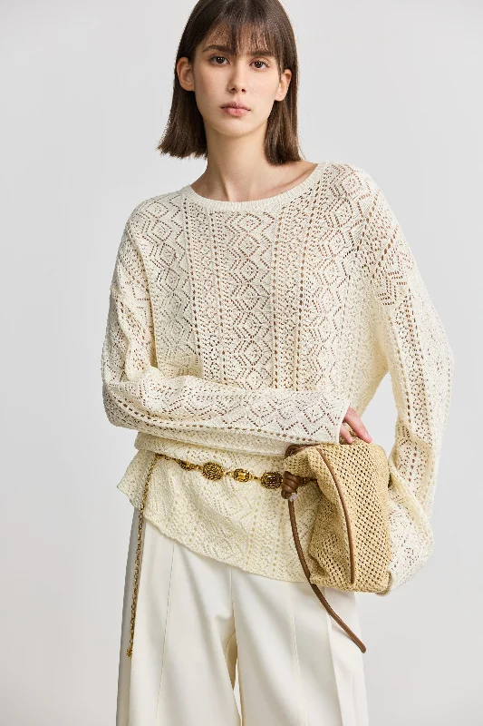 LILY French Jacquard Round Neck Knit Sweater