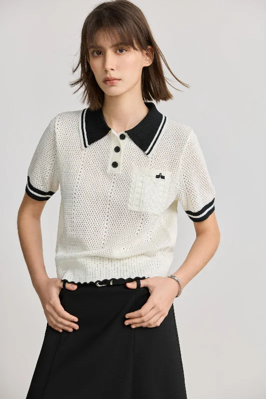 LILY Preppy Polo Collar Short-Sleeve Knit