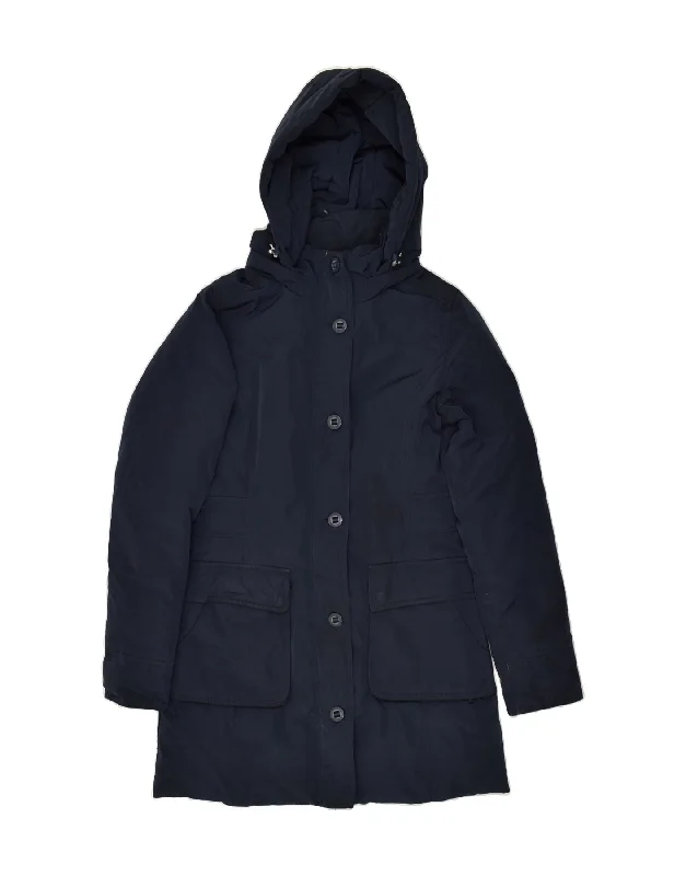 TOMMY HILFIGER Womens Hooded Padded Jacket UK 12 Medium Navy Blue