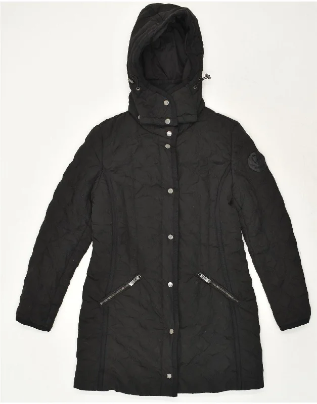 DESIGUAL Womens Hooded Padded Coat EU 40 Medium Black Polyester