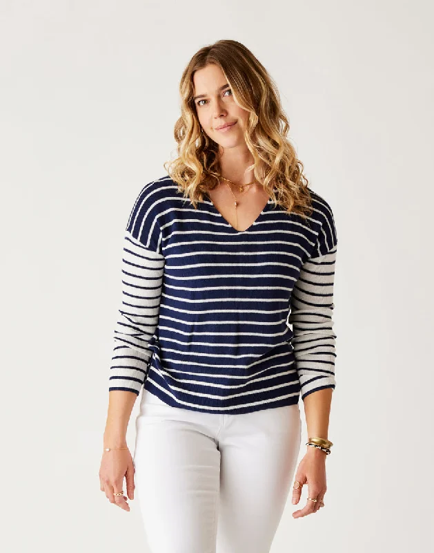 Zella Pullover: Navy Breton Stripe