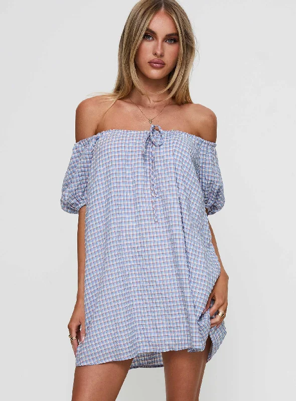 Morning Doves Mini Dress Blue