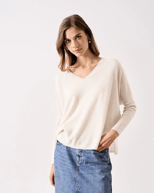 Camille V Neck Sweater Cream