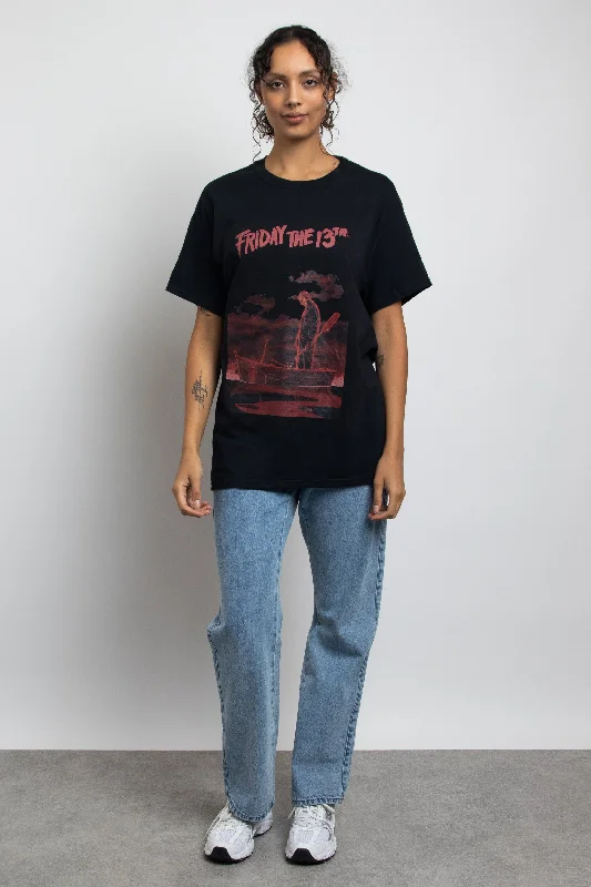 Daisy Street Relaxed T-Shirt with Friday The 13th Graphic