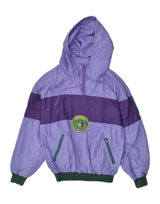 VINTAGE Womens Graphic Hooded Anorak Jacket UK 14 Medium Purple