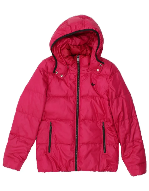 ADIDAS Womens Hooded Padded Jacket EU 36 Small Pink Polyester