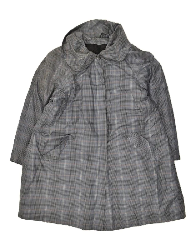 VINTAGE Womens Overcoat UK 16 Large Grey Check