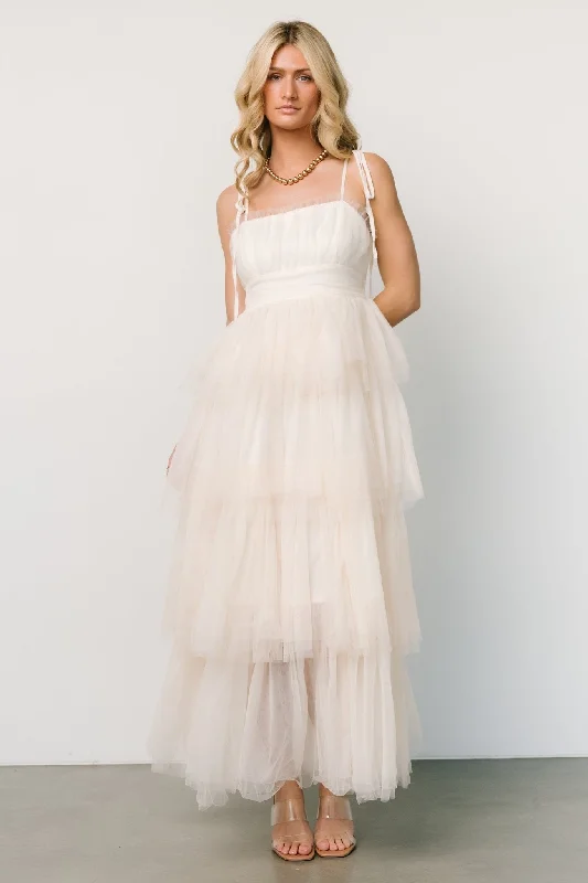 Alora Tulle Tiered Maxi Dress | Cream