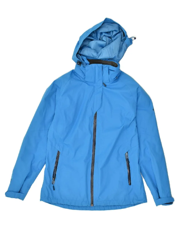 MCKINLEY Womens Hooded Rain Jacket UK 12 Medium Blue Polyester