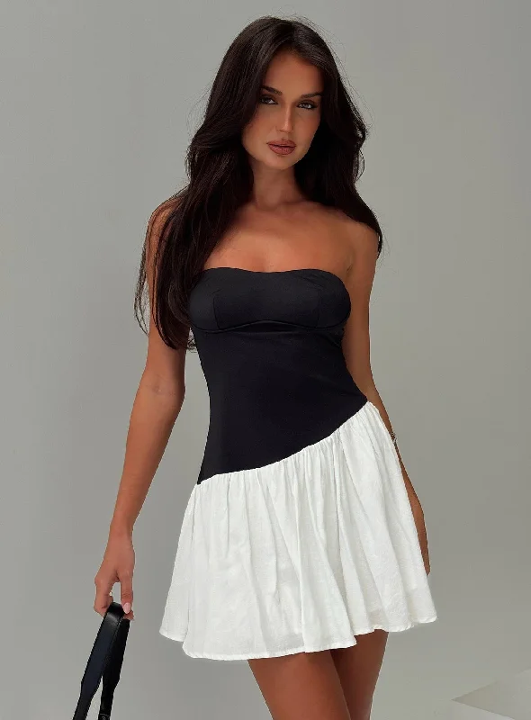 Amandla Strapless Mini Dress Black / White