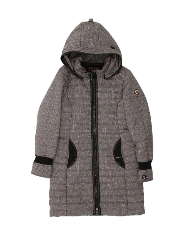 KHUJO Womens Hooded Padded Coat UK 10 Small Grey Polyester