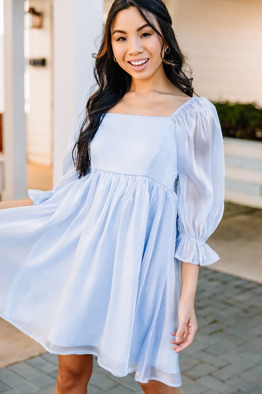 Keep Your Eyes On Me Light Blue Babydoll Dress