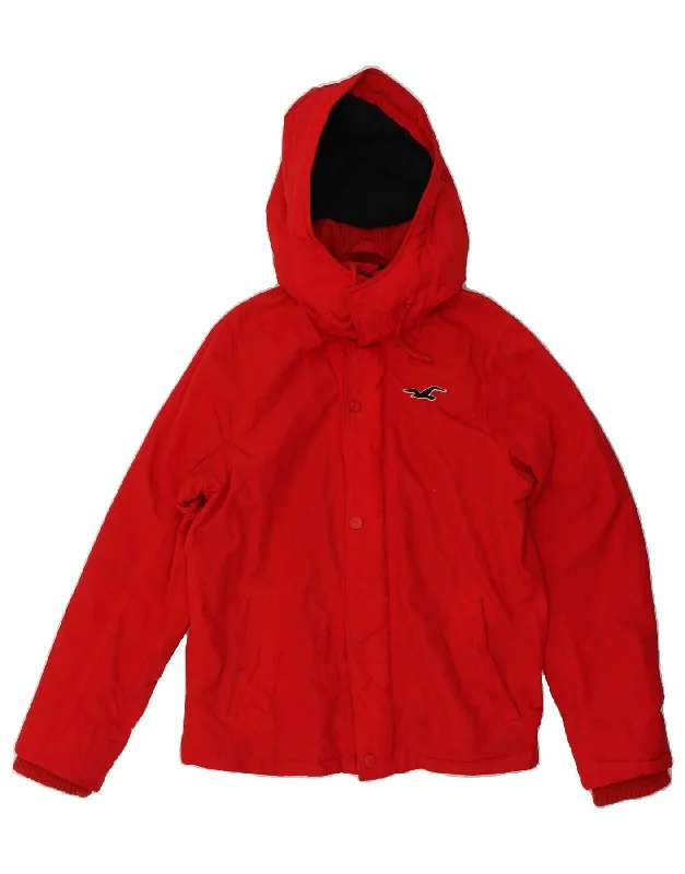 HOLLISTER Womens Hooded Windbreaker Jacket UK 18 XL Red Polyester