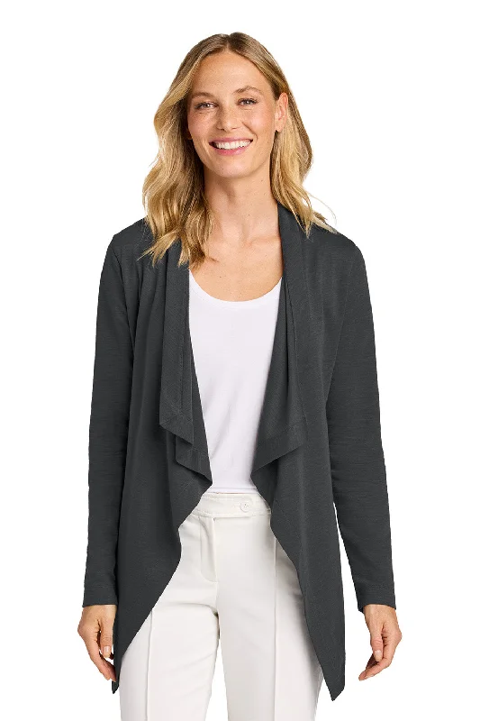 Port Authority Womens Breakwater Open Front Long Sleeve Cardigan Sweater w/ Pockets - Steel Grey - NEW