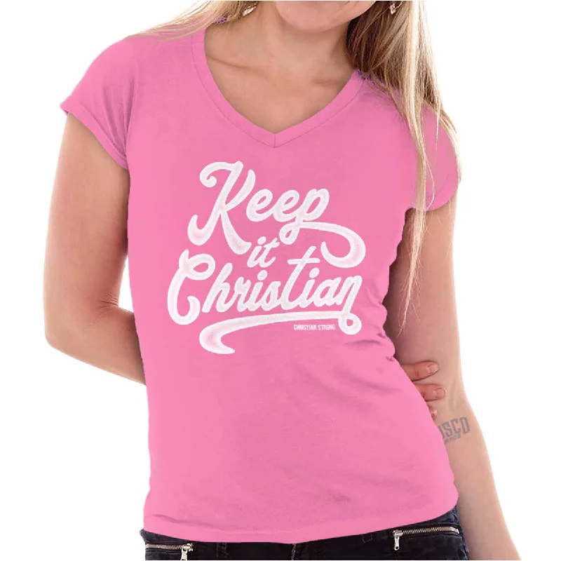 Keeping It Christian Junior Fit V-Neck T Shirt