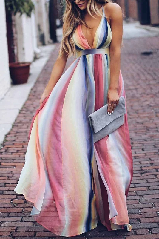 CityHottie Sling Bohemian Print Maxi Dress