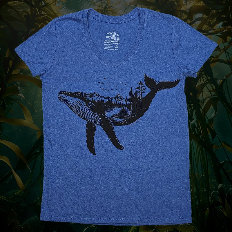 Women's A-Frame Whale V-neck T-shirt