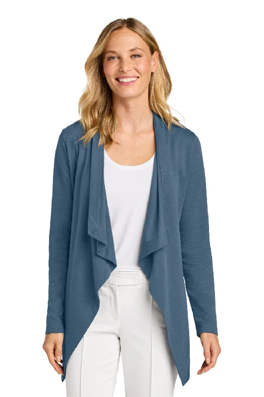 Port Authority Womens Breakwater Open Front Long Sleeve Cardigan Sweater w/ Pockets - Dusk Blue - NEW