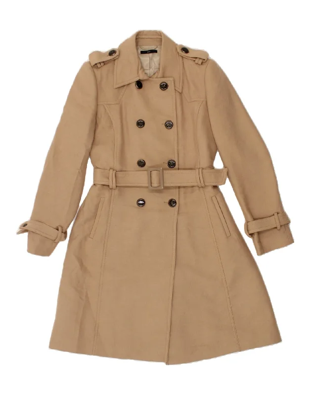 SASCH Womens Trench Coat UK 14 Large Beige Acrylic