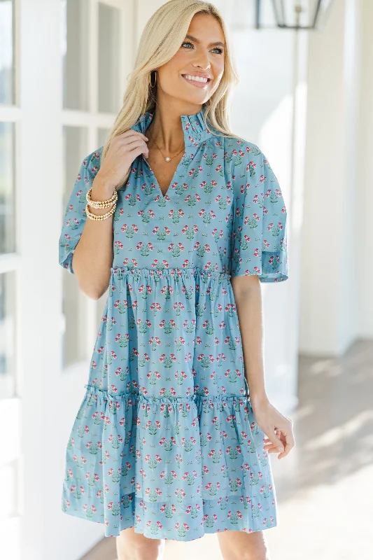 Feeling Your Best Blue Medallion Dress