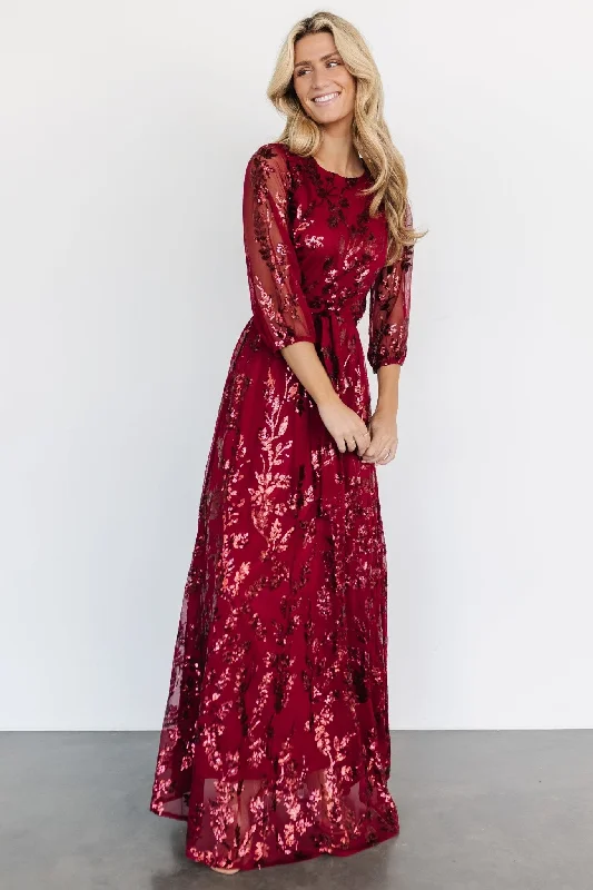 Destiny Sequin Maxi Dress | Wine