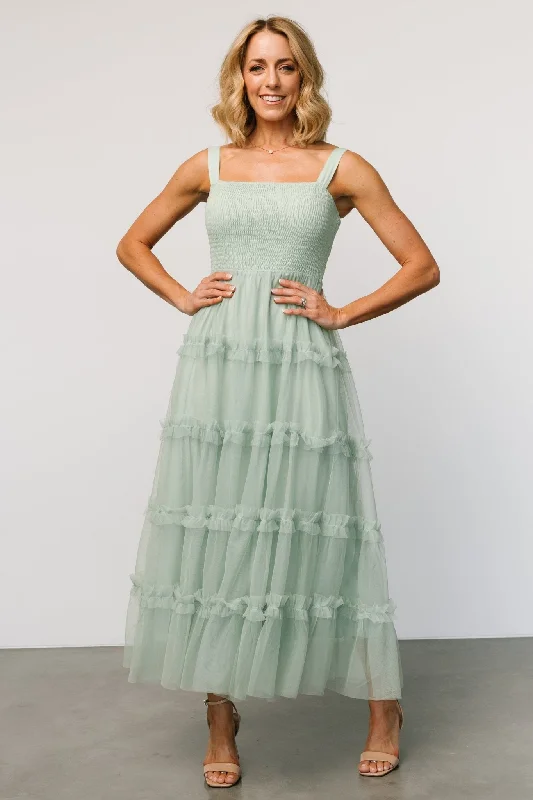 Constance Tulle Maxi Dress | Light Sage