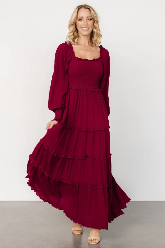 Lana Smocked Maxi Dress | Merlot