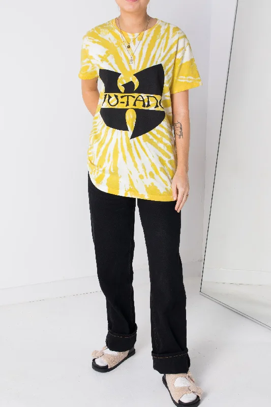 Daisy Street Relaxed Yellow Tie-Dye T-Shirt with Wu-Tang Print