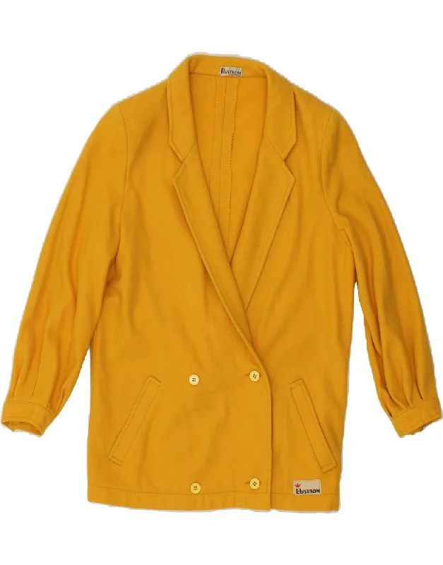 VINTAGE Womens 3/4 Sleeve Overcoat UK 12 Medium Yellow