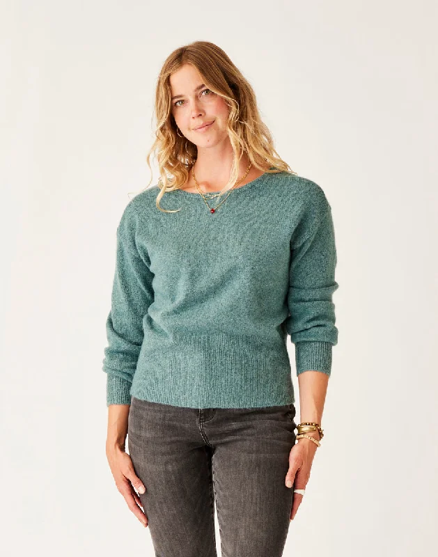 Ruth Reversible Fuzzy Sweater: Forest Heather