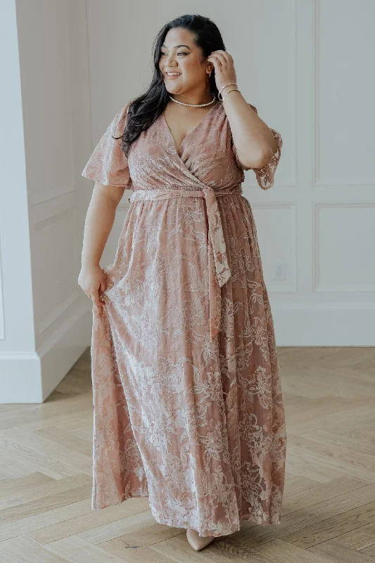 Uma Velvet Maxi Dress | Blush + Silver