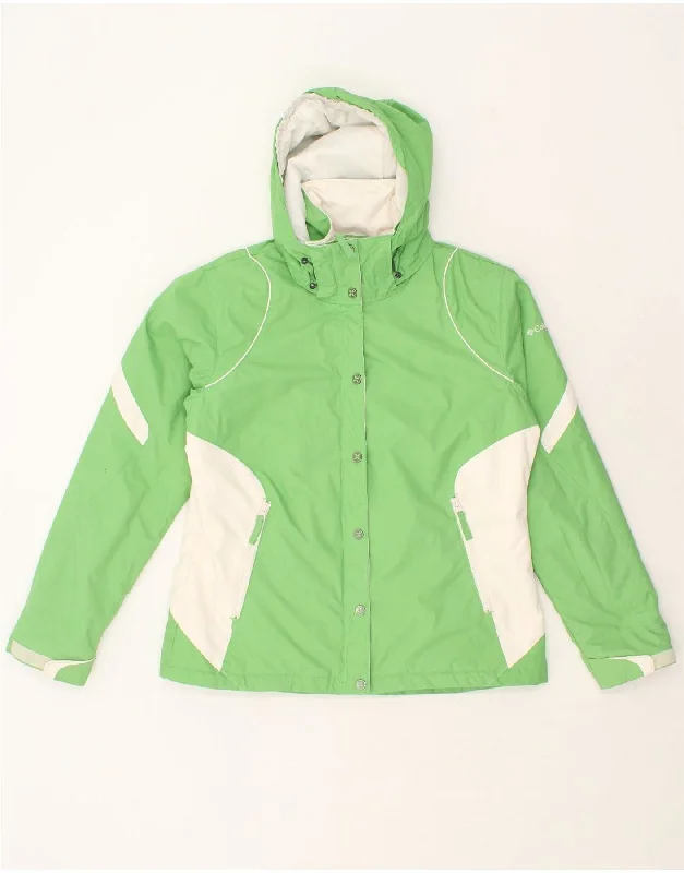 COLUMBIA Womens Hooded Windbreaker Jacket UK 14 Large Green Colourblock