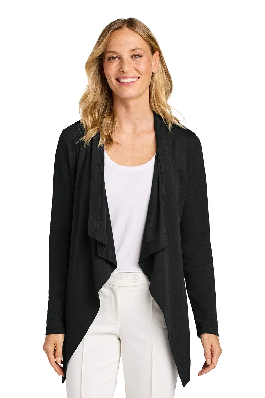 Port Authority Womens Breakwater Open Front Long Sleeve Cardigan Sweater w/ Pockets - Deep Black - NEW