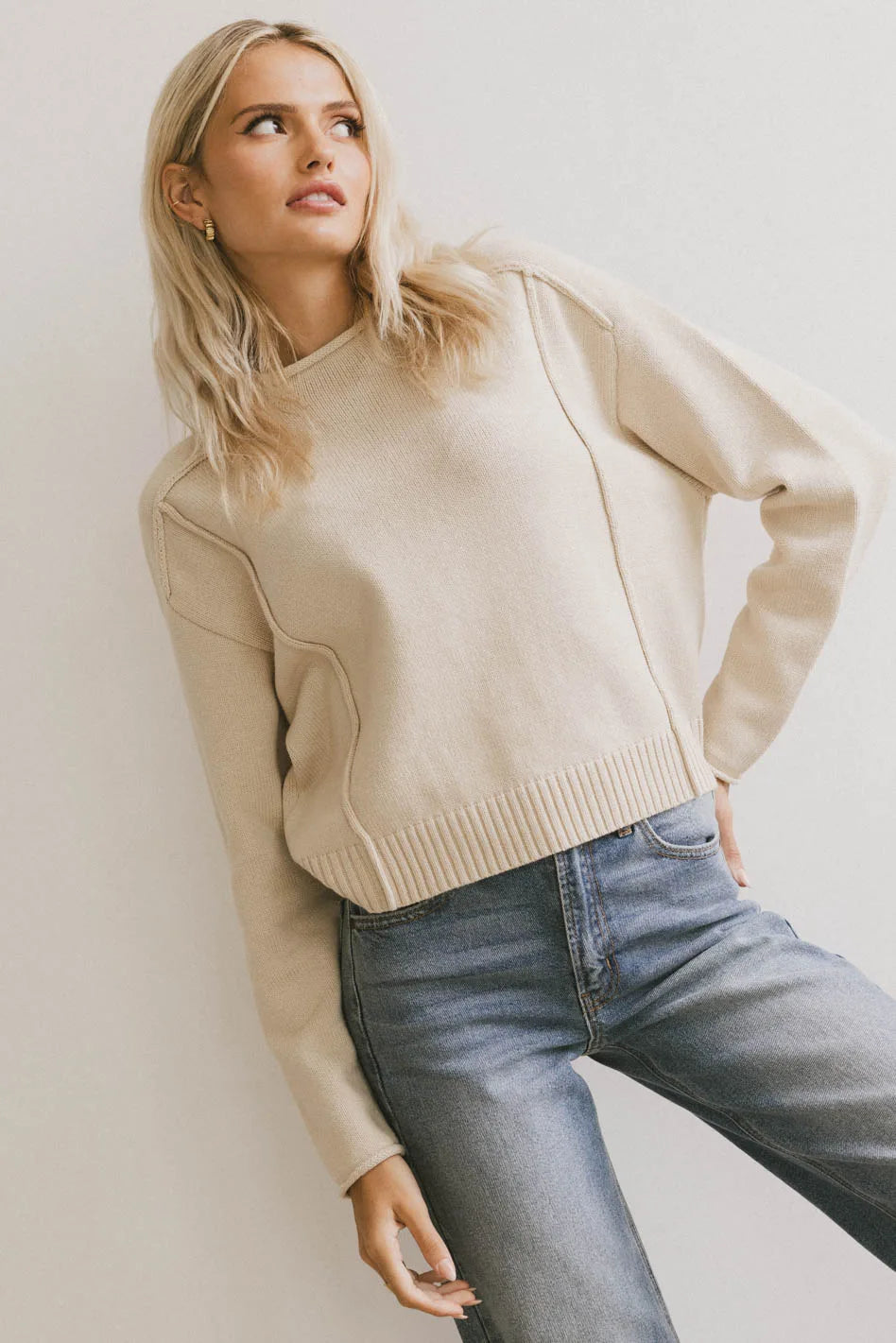 Leander Knit Sweater in Oatmeal