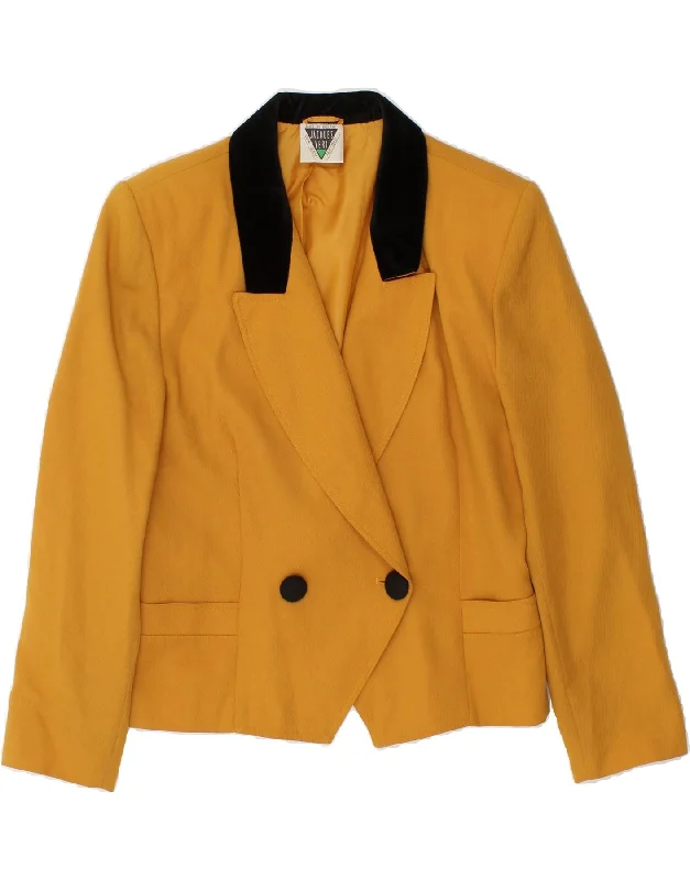 JAQUES VERT Womens Double Breasted Blazer Jacket UK 14 Large Yellow