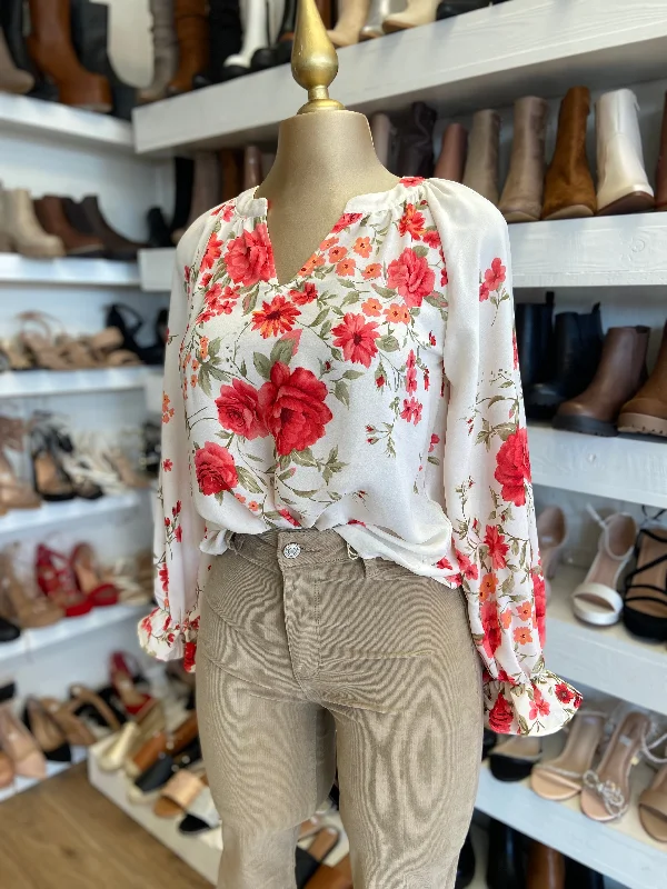 White Floral Blouse