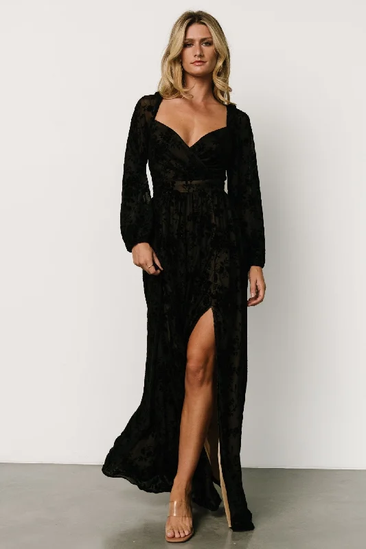 Mable Velvet Maxi Dress | Black