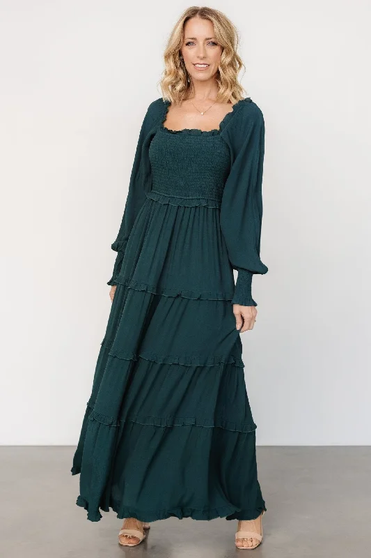 Lana Smocked Maxi Dress | Dark Green