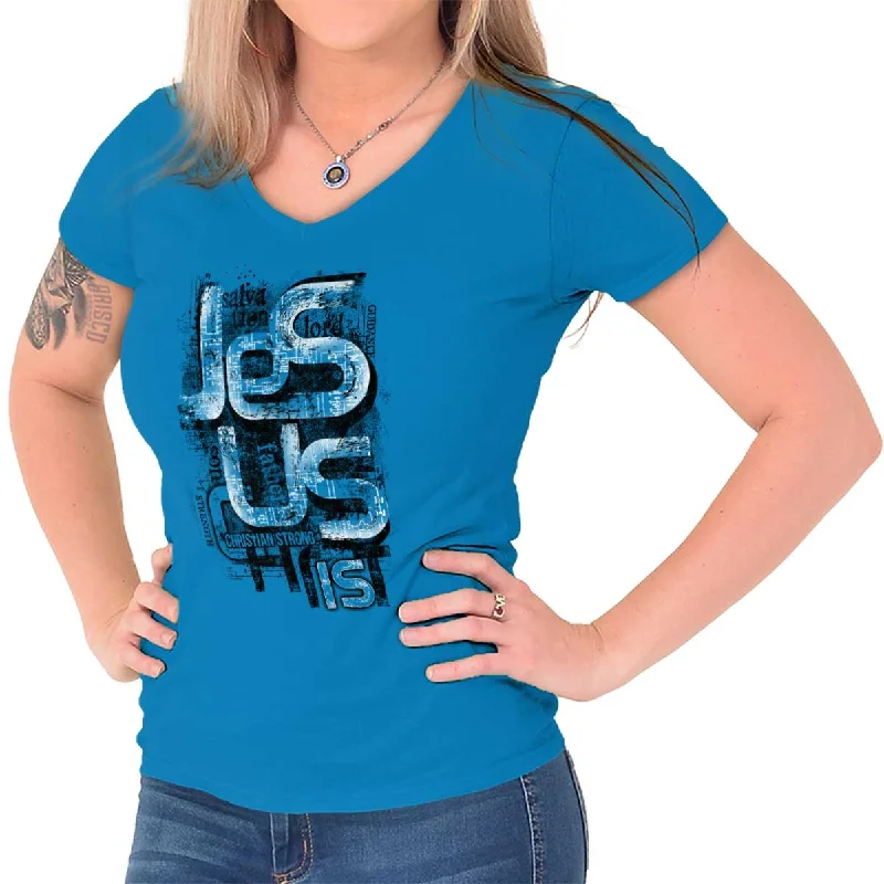 Jesus Christ Junior Fit V-Neck T-Shirt